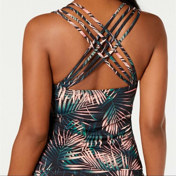 Bar III Women's V-Neck Strappy Woven Cross Back Bali Nights Tankini Swim Top - Picture 3 of 4